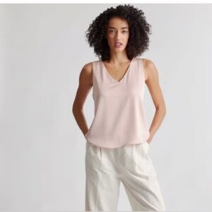 Quince Blush Washable Stretch Silk V-Neck Classic Tank Top Size XS